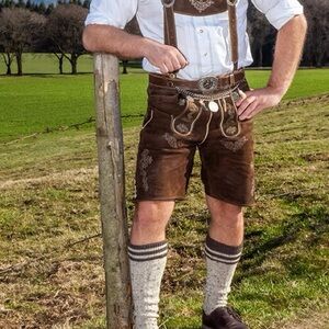 Brown Lederhosen with Embroidery